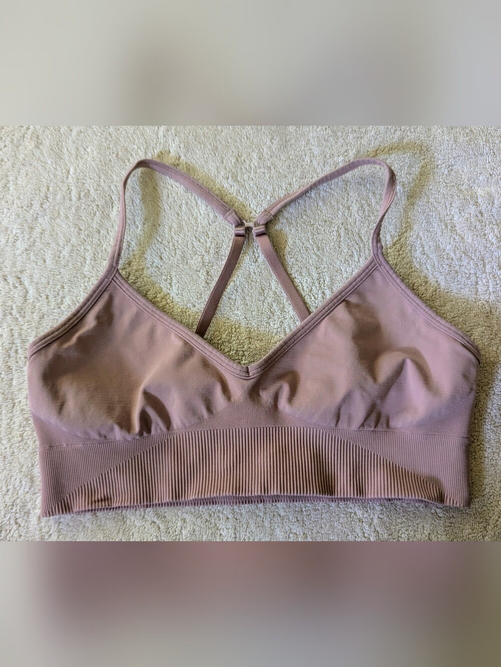 $20 Lululemon Size 10 Ebb To Street Bra Muted Clay Pink Seamless Adjustable EUC